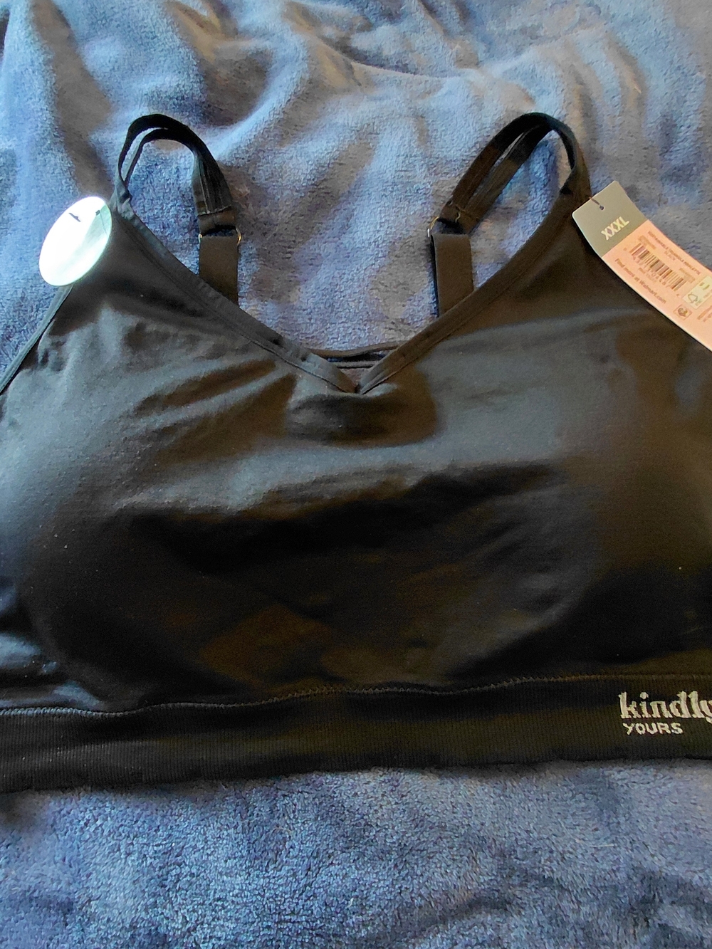 NWT Kindly Yours Black Sustainable Comfort Modal Bra With Stretch Straps XXXL